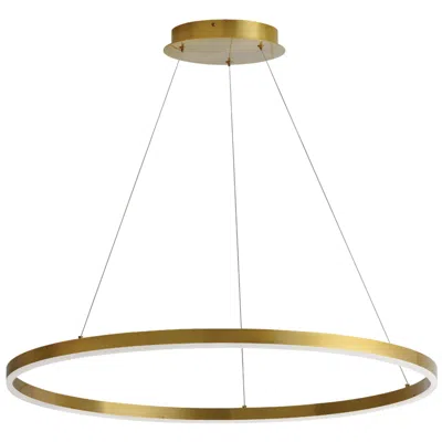 Dainolite Circulo 32" Wide Aged Brass Finish Chandelier  W/ White Shade In Gold