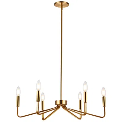 Dainolite Clayton 26" Wide 6 Light Aged Brass Chandelier In Gold