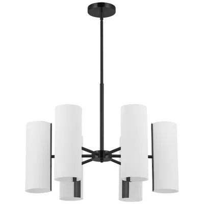 Dainolite Cleta 24" Wide 6-light Matte Black Finish Chandelier  W/ White Shade