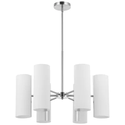 Dainolite Cleta 24" Wide 6-light Satin Chrome Finish Chandelier  W/ White Shade