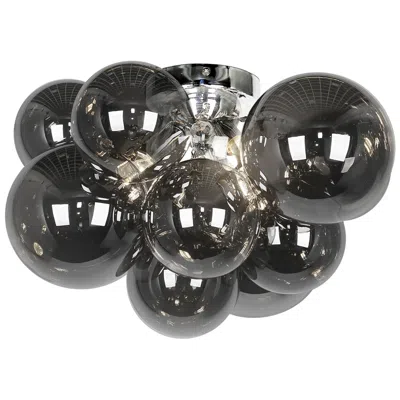 Dainolite Comet 14 1/4" Wide Chrome Smoked Glass 3-light Ceiling Light