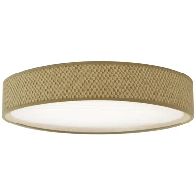 Dainolite Corinne 15" Wide Natural Finish Flush Mount  W/ White Shade