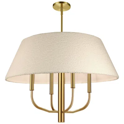Dainolite Dalia 24" Wide 4-light Aged Brass, White Chandelier In Gold