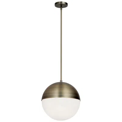 Dainolite Dayana 14" Wide Antique Brass Pendant Light In White