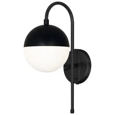 Dainolite Dayana 18.5" High Matte Black Wall Sconce With White Glass Shade