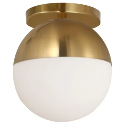 Dainolite Dayana 7" Wide Aged Brass Flush Mount With White Glass Shade