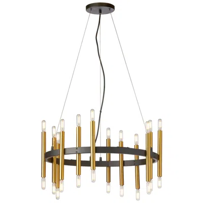 Dainolite Derry 24" Wide 24 Light Matte Black And Aged Brass Chandelier