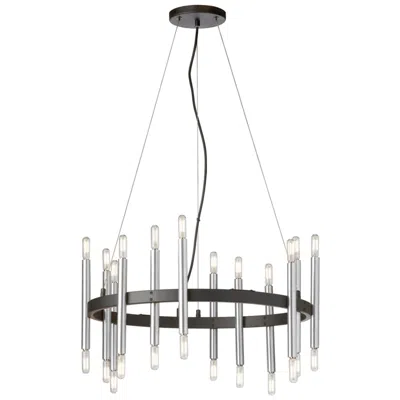Dainolite Derry 24" Wide 24 Light Matte Black And Polished Chrome Chandelier