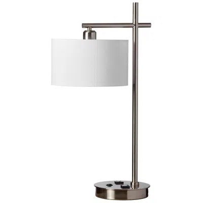 Dainolite Duggar 26 1/2" Satin Chrome Usb Port And Outlet Modern Desk Lamp