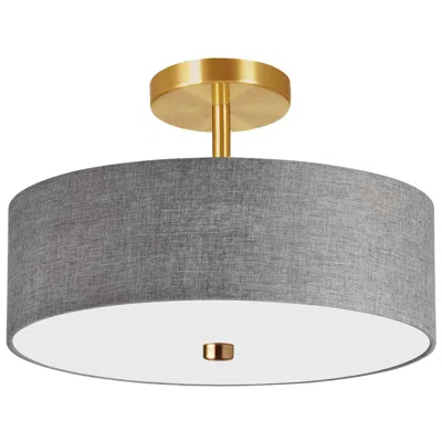 Dainolite Everly 14.25" Wide 3 Light Aged Brass Semi-flush Mount