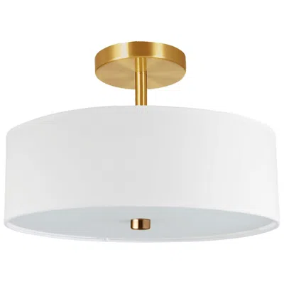 DAINOLITE EVERLY 14.25" WIDE 3 LIGHT AGED BRASS SEMI-FLUSH MOUNT