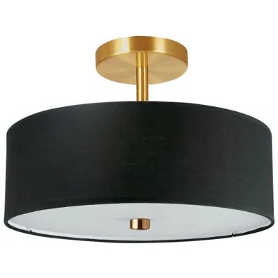 Dainolite Everly 14.25" Wide 3 Light Aged Brass Semi-flush Mount With Black Shad