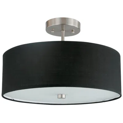Dainolite Everly 14.25" Wide 3 Light Satin Chrome Semi-flush Mount With Black Sh