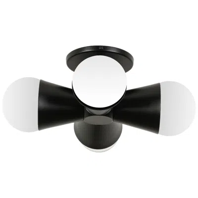 Dainolite Fortuna 8.25" Wide 4 Light Matte Black Flush Mount