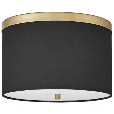 Dainolite Frederica 12" Wide 2 Light Aged Brass Flush Mount With Black Shade
