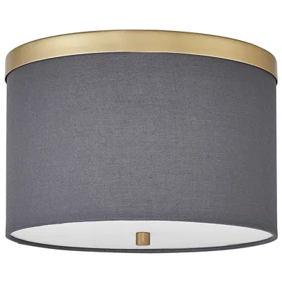 Dainolite Frederica 12" Wide 2 Light Aged Brass Flush Mount With Grey Shade In Gray