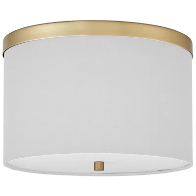Dainolite Frederica 12" Wide 2 Light Aged Brass Flush Mount With White Shade