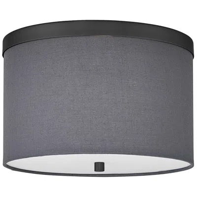 Dainolite Frederica 12" Wide 2 Light Matte Black Flush Mount With Grey Shade