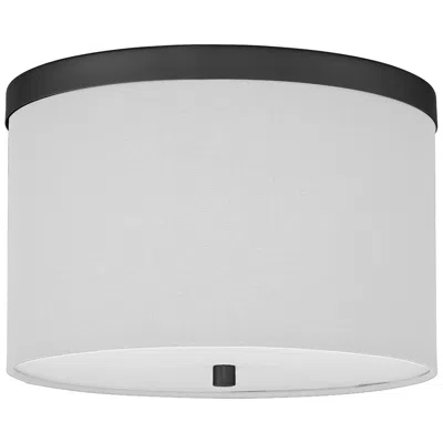 Dainolite Frederica 12" Wide 2 Light Matte Black Flush Mount With White Shade