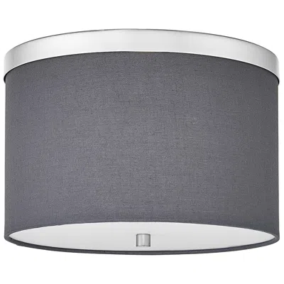Dainolite Frederica 12" Wide 2 Light Polished Chrome Flush Mount With Grey Shade
