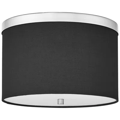 Dainolite Frederica 12"w 2 Light Polished Chrome Flush Mount With Black Shade