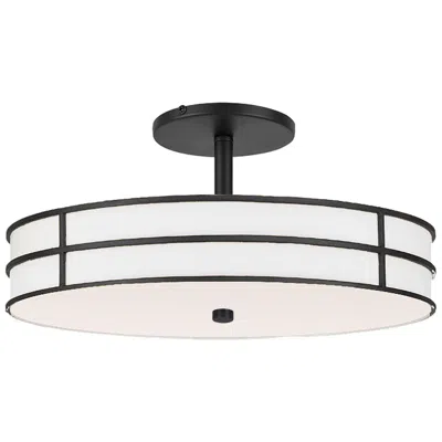 Dainolite Fulvia 16" Wide Matte Black Semi Flush Mount