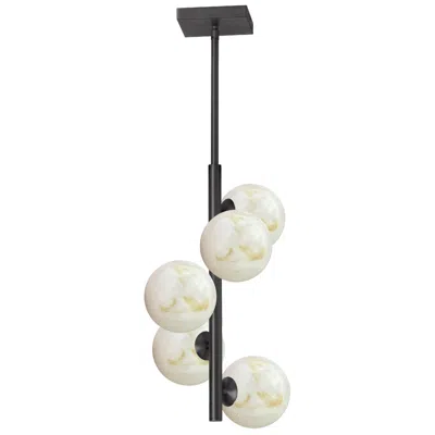 Dainolite Giovanna 10.5" Wide 5-light Matte Black Finish Pendant W/ Alabaster Shade