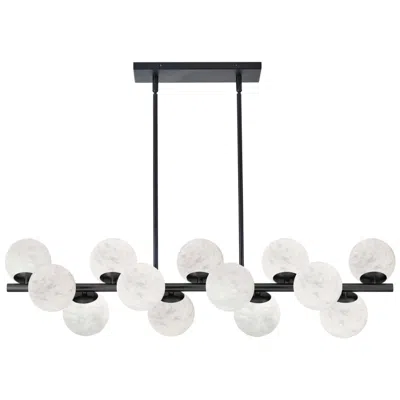 Dainolite Giovanna 40" Wide 13-light Matte Black Finish Pendant W/ Alabaster Sha