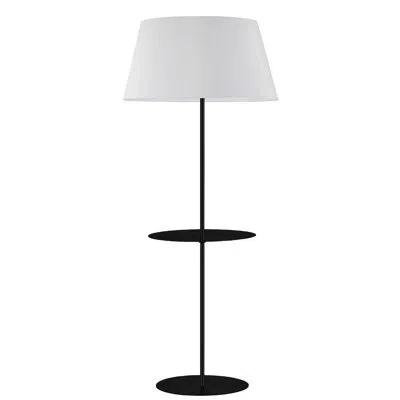Dainolite Gretchen 1 Light Round Base Floor Lamp With Shelf - White Shade In Matte Black