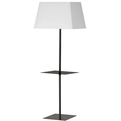 Dainolite Gretchen 1 Light Square Floor Lamp With Shelf - White Shade In Matte Black