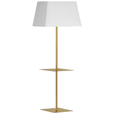 Dainolite Gretchen 62.75"h Aged Brass Square Floor Lamp W/ Shelf W/ White Shade