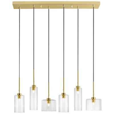 Dainolite Industrial Chic 29" Wide 6 Light Horizontal Aged Brass Pendant In Gold