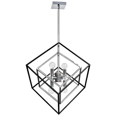 Dainolite Kappa 22" Wide 6 Light Polished Chrome And Matte Black Pendant