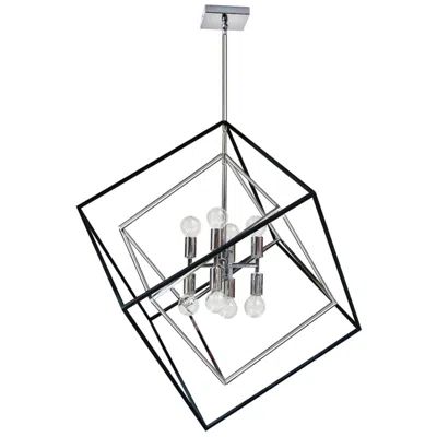 Dainolite Kappa 27" Wide 8 Light Polished Chrome And Matte Black Pendant