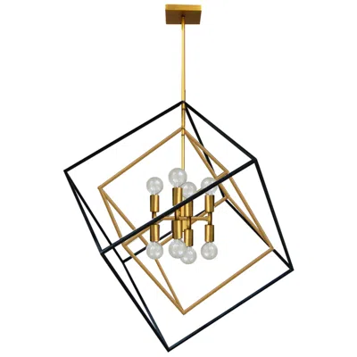 Dainolite Kappa 27" Wide 8 Light Vintage Bronze And Matte Black Pendant
