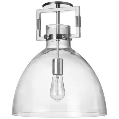 Dainolite Liberty 13.75" Wide Polished Chrome Semi.flush Mount With Clear Glass