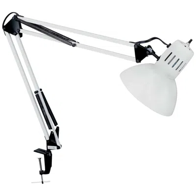 Dainolite Lorn Gloss White Metal Adjustable Clamp-on Task Lamp