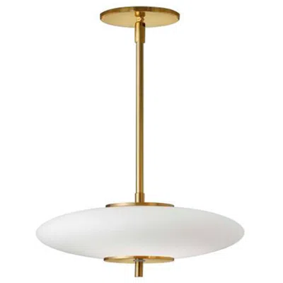 Dainolite Maddie 16" Wide Aged Brass 20w Led Pendant With Opal White Glass Shade