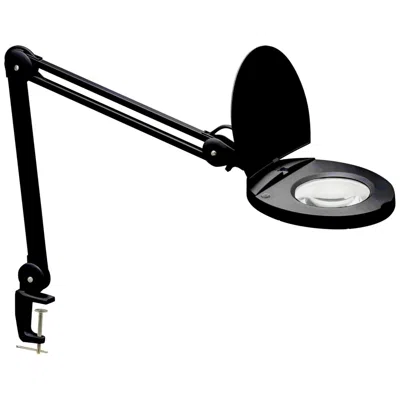 Dainolite Marlone Black Metal Clamp-on Adjustable Led Magnifier Desk Lamp