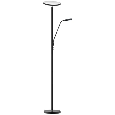 Dainolite Mother And Son 72" Satin Black Metal Led Torchiere Floor Lamp In Multi