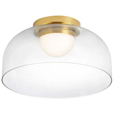 Dainolite Nadine 11.75" Wide Aged Brass 10w Led Flush Mount With Clear Glass Sha