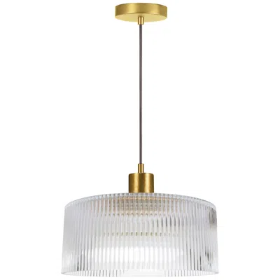 Dainolite Nadine 11.75" Wide Aged Brass Finish Pendant W/ Clear Shade In Gold