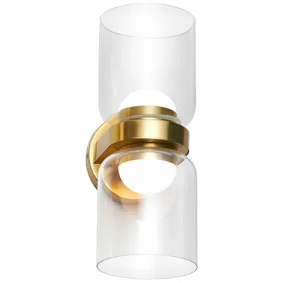 Dainolite Nadine 12" High 2 Light Aged Brass 20w Led Sconce With Clear Glass Sha