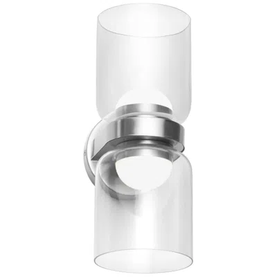 Dainolite Nadine 12"h 2 Light Polished Chrome 20w Led Sconce W/ Clear Glass Shad In Silver