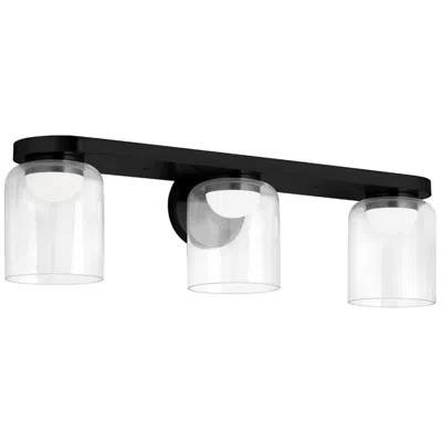 Dainolite Nadine 24.5" Wide Matte Black 30w Led Vanity With Clear Glass Shade