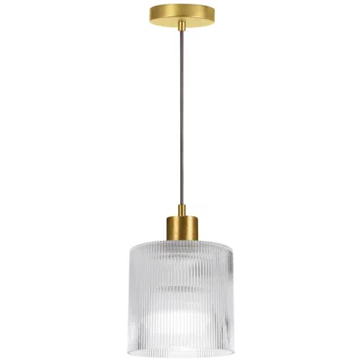 Dainolite Nadine 7" Wide Aged Brass Finish Pendant W/ Clear Shade In Gold