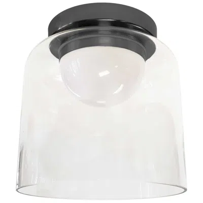 Dainolite Nadine 7" Wide Matte Black 10w Led Flush Mount With Clear Glass Shade