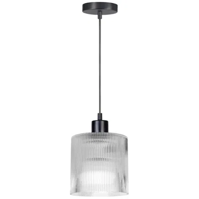 Dainolite Nadine 7" Wide Matte Black Finish Pendant W/ Clear Shade