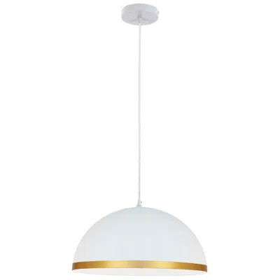 Dainolite Ofelia 16" Wide Small Matte White With Gold Trim Pendant