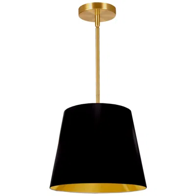 Dainolite Oversized Drum 14" Wide Small Tapered Drum Black And Gold Shade Pendan
